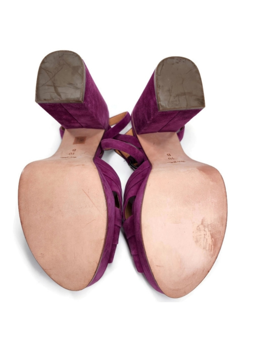Coach Nikeeta Plum Purple Suede Ankle Wrap Block High Heel Platform Sandals - Picture 10 of 13
